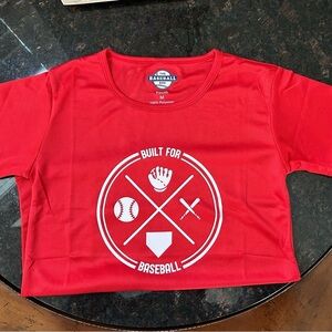 Red Short Sleeve Tee with Sports Graphic